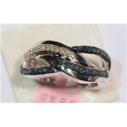 STERLING SILVER BLUE DIAMOND (0.34CT) & WHITE