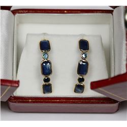 14KT GOLD SAPPHIRE (4.0CT) & BLUE DIAMOND (0.30CT)