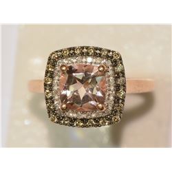 10KT ROSE GOLD MORGANITE, BROWN DIAMOND (0.20CT)
