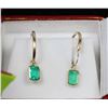 Image 1 : 14KT GOLD EMERALD (1.20CT) HOOP EARRINGS