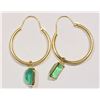 Image 3 : 14KT GOLD EMERALD (1.20CT) HOOP EARRINGS