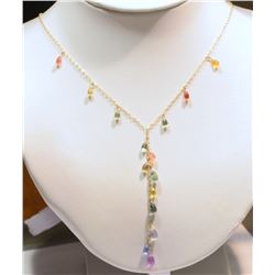 10KT GOLD MULTI-COLOURED SAPPHIRE (11.0CT)NECKLACE