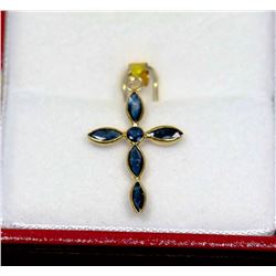 18KT GOLD SAPPHIRE (0.92CT) CROSS PENDANT