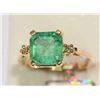 Image 1 : 14KT GOLD EMERALD (2.02CT) & DIAMOND RING