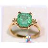 Image 2 : 14KT GOLD EMERALD (2.02CT) & DIAMOND RING