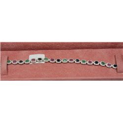 STERLING SILVER EMERALD SAPPHIRE & RUBY BRACELET