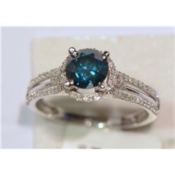 14KT WHITE GOLD BLUE DIAMOND (1.10CT) RING