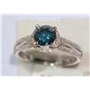 Image 1 : 14KT WHITE GOLD BLUE DIAMOND (1.10CT) RING