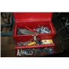 Image 1 : SMALL RED METAL TOOLBOX WITH CONTENTS