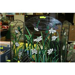 LEADED GLASS FIREPLACE SCREEN