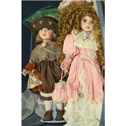 3 PORCELAIN DOLLS WITH STANDS - 1 DOLL IS SPECIAL