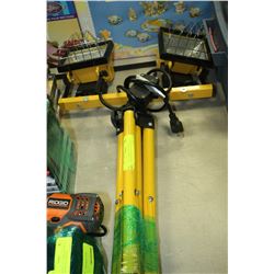 DUAL WORK SIT HALOGEN LIGHTING ON YELLOW TRIPOD