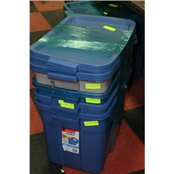 RUBBER MAID TUBS WITH LIDS - 68L X4