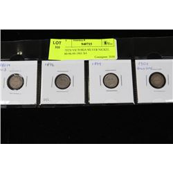 QUEEN VICTORIA SILVER NICKEL 1880-96-99-1901 X4