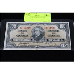 1937 ONE HUNDRED DOLLAR BANKNOTE