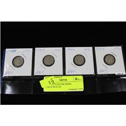 GEORGE VI SILVER DIMES 1938-39-40-45 X4