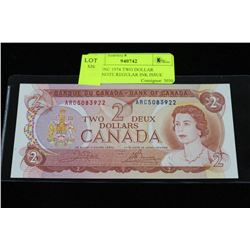 GEM UNC 1974 TWO DOLLAR BANKNOTE REGULAR INK ISSUE