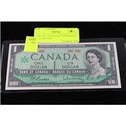 GEM UNC 1967 NO S/N CENTENNIAL 1 DOLLAR NOTE
