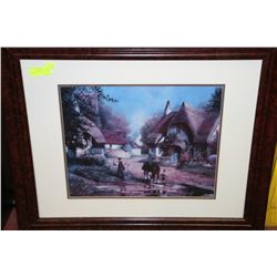 ENGLISH VILLIAGE SCENE FRAMED PICTURE