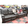 Image 1 : NEW BROWN LEATHERETTE RECLINING SOFA AND LOVE SEAT