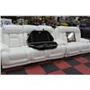 Image 1 : NEW WHITE PERFORATED LEATHER RECLINING SOFA AND