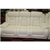 Image 2 : NEW WHITE PERFORATED LEATHER RECLINING SOFA AND