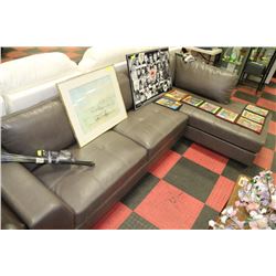 NEW GREY LEATHERETTE L SHAPED SECTIONAL
