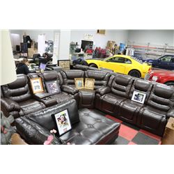 NEW BROWN LEATHER RECLINING SECTIONAL