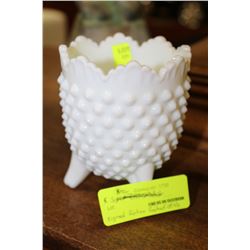 FENTON HOBNAIL MILK GLASS FOOTED DISH