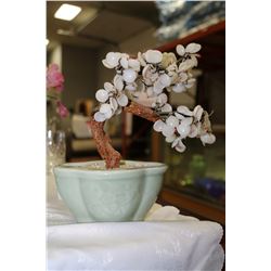 WHITE GLASS TREE ORNAMENT