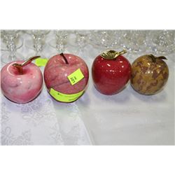 4 ESTATE STONE APPLE ORNAMENTS