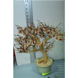 ESTATE PINK GLASS ART TREE