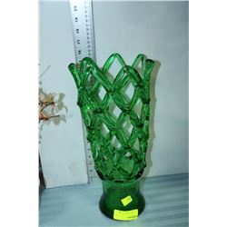 GREEN GLASS VASE