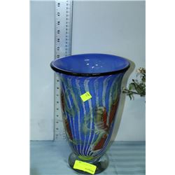 BLUE ART GLASS VASE