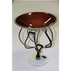 HANDMADE IN POLAND PURPLE ART GLASS DISH