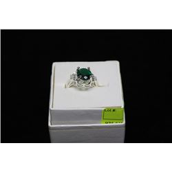 .925 SILVER GREEN QZ STONE RING