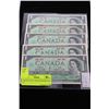Image 1 : CANADA 1967 1 DOLLAR BANKNOTE X5