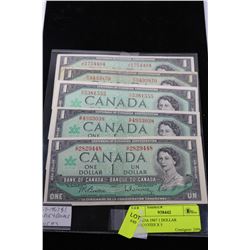 CANADA 1967 1 DOLLAR BANKNOTES X5