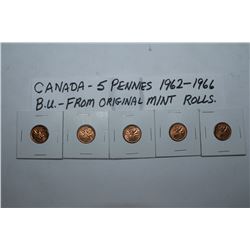 CANADIAN  PENNIES B.U. FROM ORIGINAL MINT ROLLS