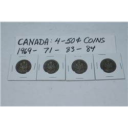 CANADIAN  50 CENT COINS, 1969-71-83-84