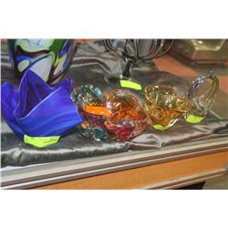 4 ESTATE ART GLASS DISHES