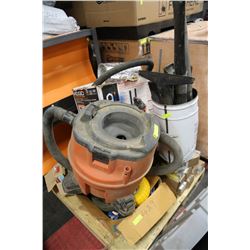 PALLET OF SHOP SUPPLIES/ VACUUM/ TAGS ETC