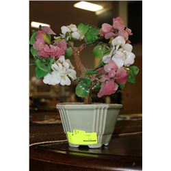 PINK AND WHITE GLASS ORNAMENTAL TREE