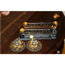 3 INCENSE BURNERS SOLD WITH 2 SMALL BUDDHA