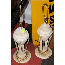 PAIR OF ESTATE METAL AND STONE LAMPS