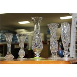 5 PINWHEEL CRYSTAL VASES