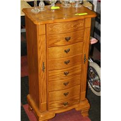 5 DRAWER STAND UP JEWELLERY CHEST WITH SIDE