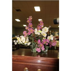 WHITE AND PURPLE ART GLASS TREE