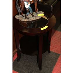 WOOD & GLASS TOP 2 TIER OCCASIONAL TABLE