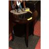 Image 1 : WOOD & GLASS TOP 2 TIER OCCASIONAL TABLE